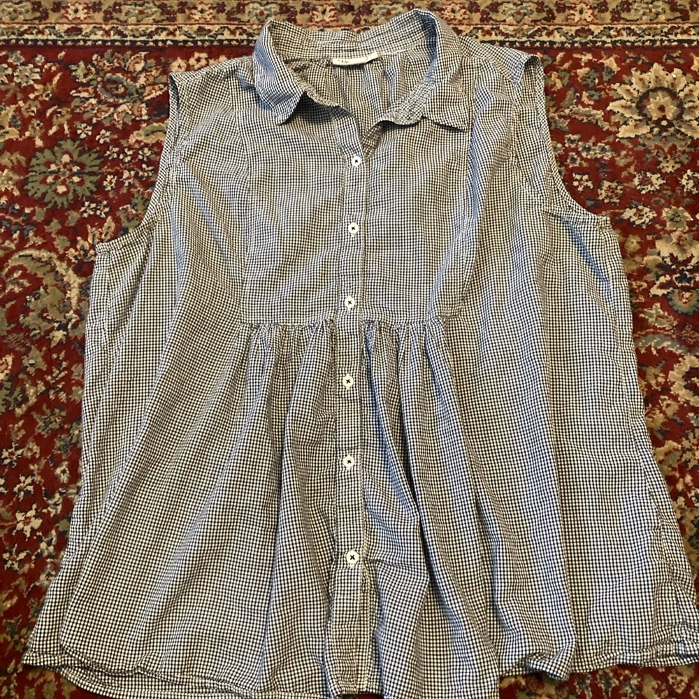 Westport Sleeveless Blue and White Checkered Shirt